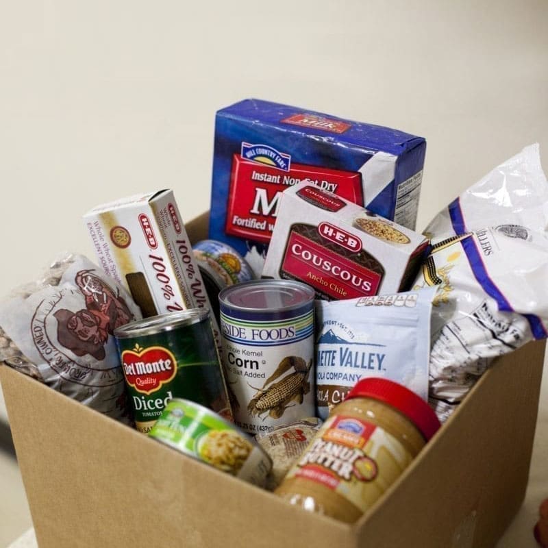 grocery bag with food