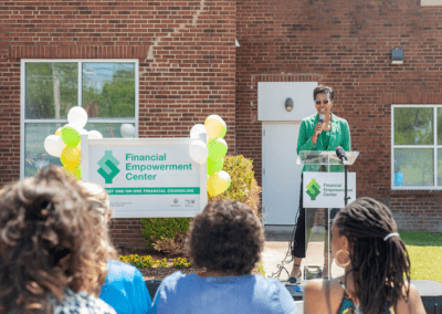 erica mitchell speaking at fec 10 year anniversary