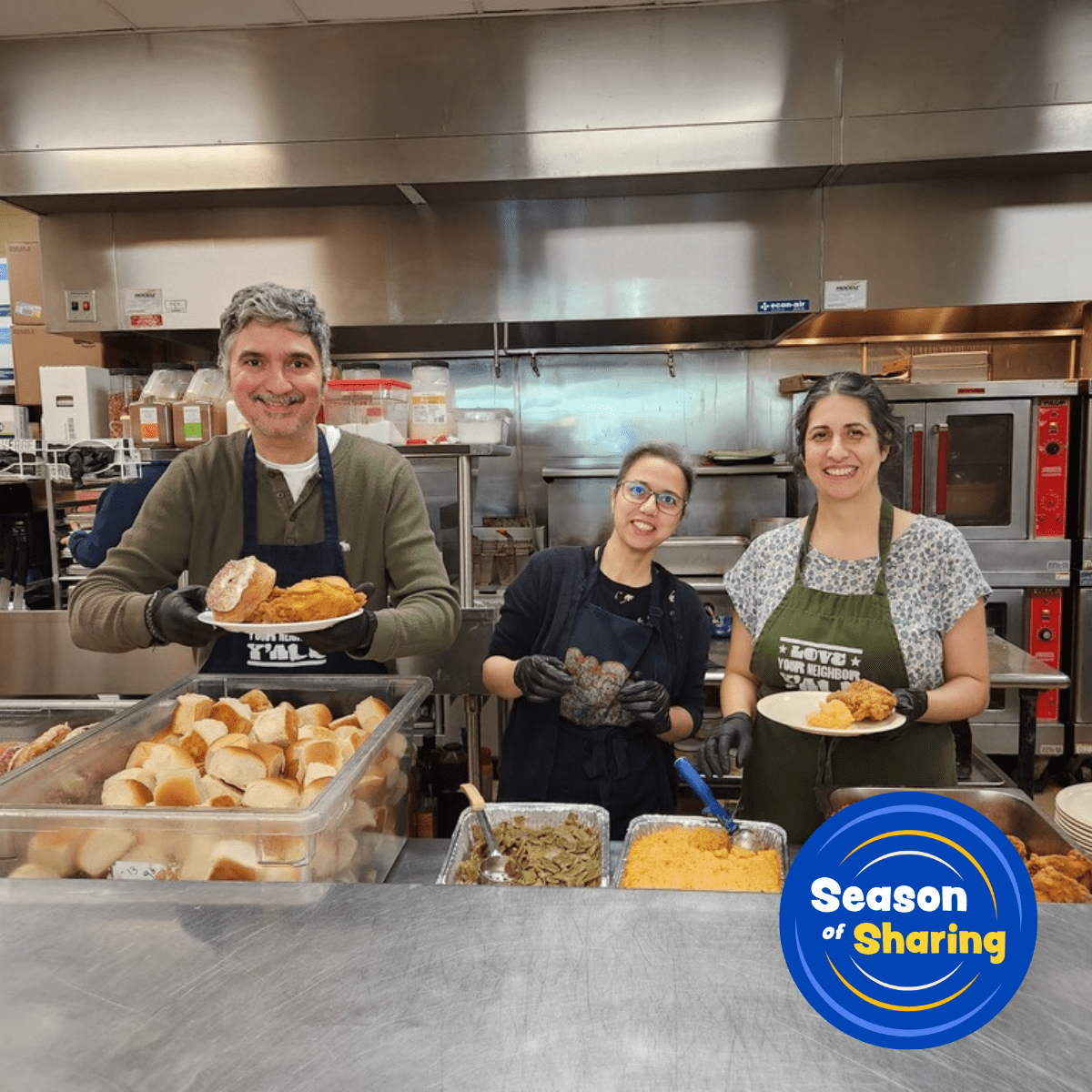 volunteers serving meals
