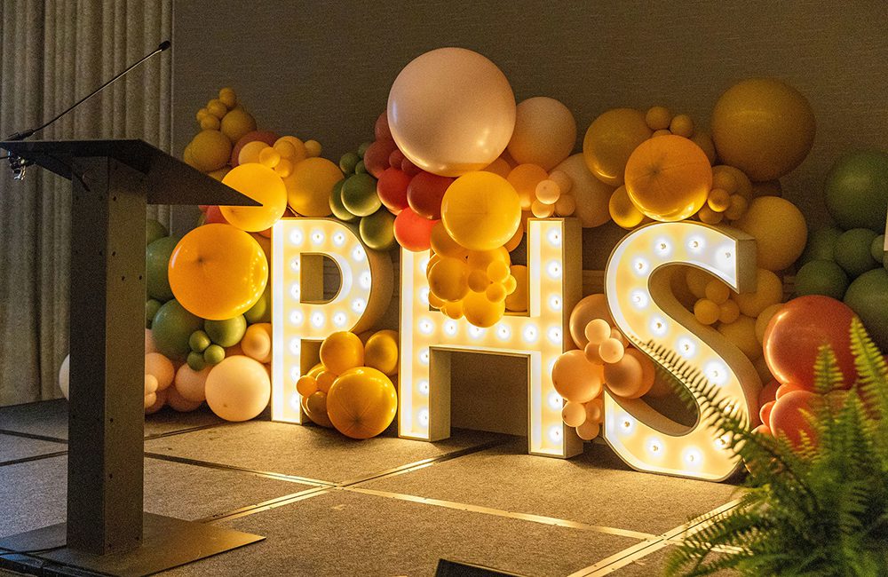 Stage setting at Books & Bubbly event