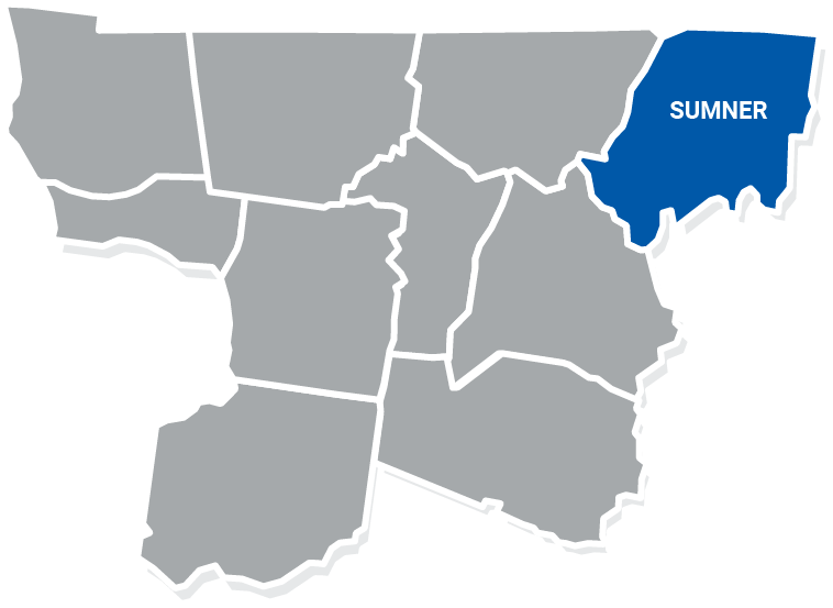 map with Sumner County highlighted